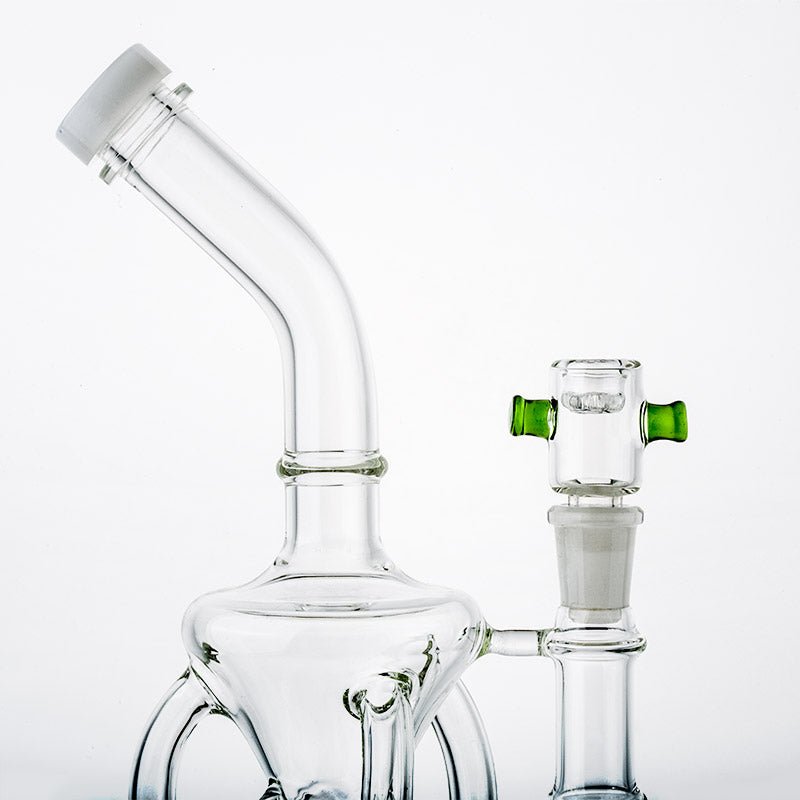 14mm Male Bong Bowl With Green Handles Puffing Bird
