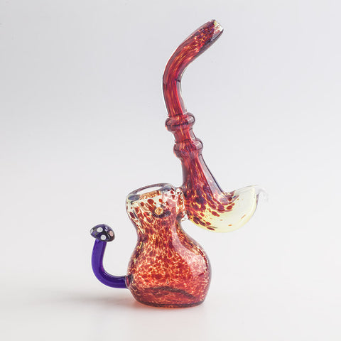 Lava Red Frit Sherlock Bubbler w/ Maria Ring For Sale | Free Shipping