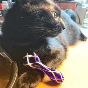 Handmade Blue Glass Pipe with White Stripes