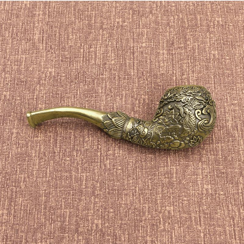 4.4" Handmade Brass Sherlock Pipe with Fish Design Puffing Bird