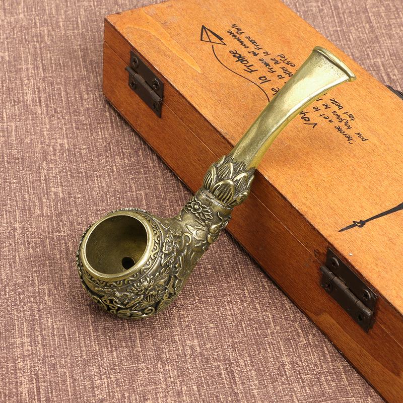 4.4" Handmade Brass Sherlock Pipe with Fish Design Puffing Bird