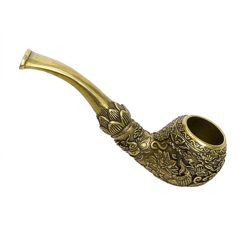4.4" Handmade Brass Sherlock Pipe with Fish Design Puffing Bird