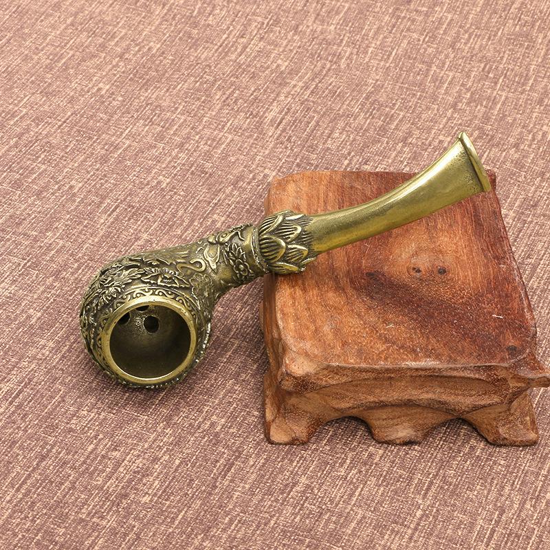 4.4" Handmade Brass Sherlock Pipe with Fish Design Puffing Bird